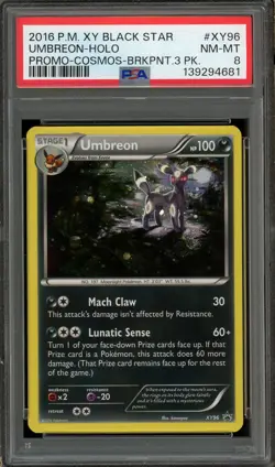 2016 POKEMON XY BSP PROMO BREAKPOINT 3 PACK #XY96 UMBREON-HOLO PSA 8 NM-MT - Image 1