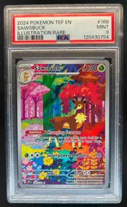 2024 Pokemon SV Temporal Forces Sawsbuck #166/162 PSA 9 - Image 1
