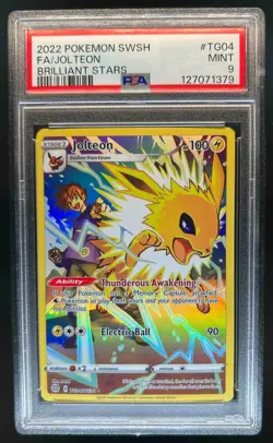 2022 Pokemon SWSH Brilliant Stars Jolteon Trainer Gallery Holo #TG04/TG30 PSA 9 - Image 1