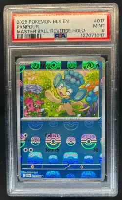 2025 Pokemon SV Black Bolt Panpour Reverse Holo Master Ball Common 017/086 PSA 9 - Image 1