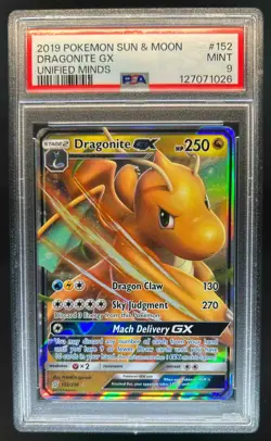 2019 Pokemon Sun & Moon Unified Minds Dragonite Holo #152/236 PSA 9 - Image 1