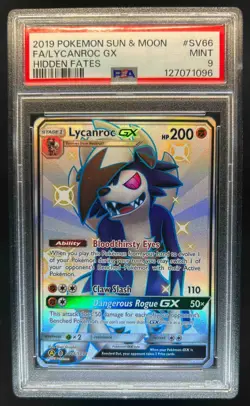 2019 Pokemon SM Hidden Fates Lycanroc GX Shiny Vault Rare #SV66/SV94 PSA 9 - Image 1