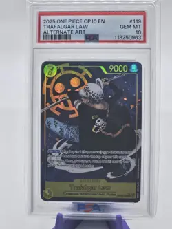 Trafalgar Law OP10-119 Alt Art SEC Parallel One Piece TCG English PSA10 - Image 1