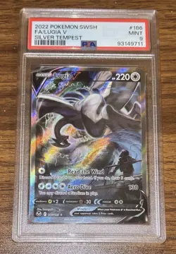 POKEMON TCG Sword & Shield Silver Tempest LUGIA V ALT ART Card 186/195 PSA 9 - Image 1