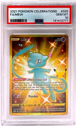 Pokemon Mew 2021 Celebrations Full Art Secret Rare Card 025/025 PSA 10 Gem Mint - Image 1