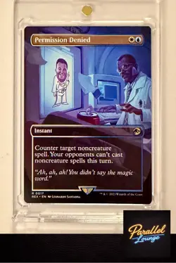Permission Denied RARE BORDERLESS Jurassic World REX Magic the Gathering MTG - Image 1