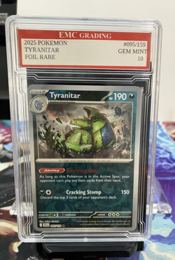 TYRANITAR #095/159 RARE FOIL Pokemon 2025 Card GRADED 10 MINT TCG CCG - Image 1