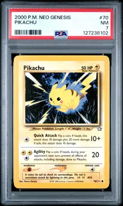 2000 POKEMON NEO GENESIS #70 PIKACHU PSA 7 - Image 1
