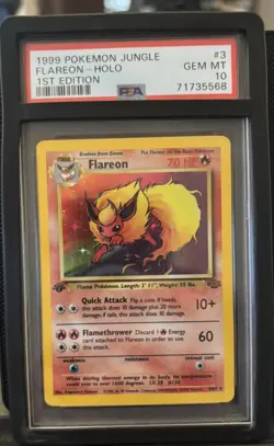 1999 POKEMON JUNGLE 1ST EDITION #3 FLAREON-HOLO PSA 10 - Image 4
