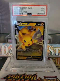 2020 Pokemon Sword & Shield Vivid Voltage Pikachu V 43/185 PSA 9 - Image 1