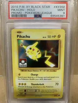 2016 Pokemon PSA 9 Pikachu Holo Pokemon League Promo - XY202 Black Star Promo - Image 1