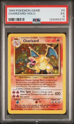 1999 POKEMON BASE SET UNLIMITED #4 CHARIZARD-HOLO PSA 5 - Image 1
