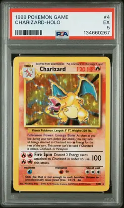 1999 POKEMON BASE SET UNLIMITED #4 CHARIZARD-HOLO PSA 5 - Image 1