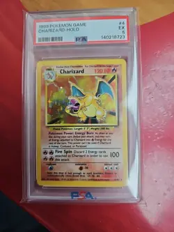 1999 POKEMON BASE SET UNLIMITED #4 CHARIZARD-HOLO PSA 5 - Image 1