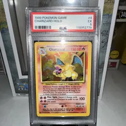 1999 POKEMON BASE SET UNLIMITED #4 CHARIZARD-HOLO PSA 5 - Image 1