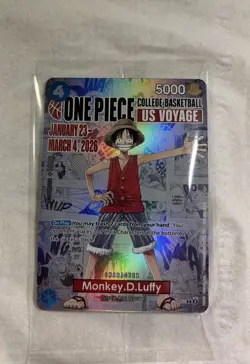 One Piece Monkey D. Luffy US Voyage College Basketball Promo Card Rare SEALED - Image 1