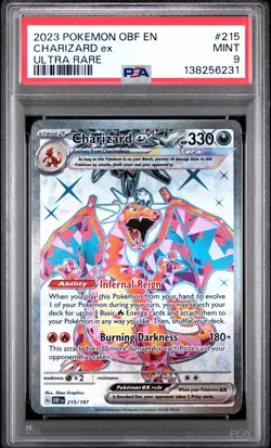 2023 POKEMON OBF EN-OBSIDIAN FLAMES ULTRA RARE #215 CHARIZARD EX PSA 9 - Image 1