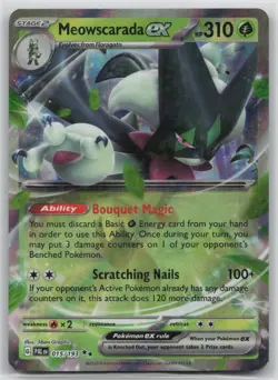 Pokemon Card Meowscarada ex - Double Rare SV02: Paldea Evolved 015/193 NM - Image 1