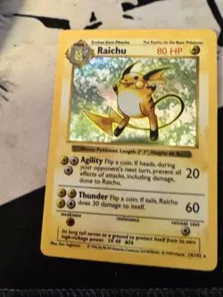 Pokemon TCG Base Set Raichu Holo Card 14/102 Unlimited Holo Rare - Image 1