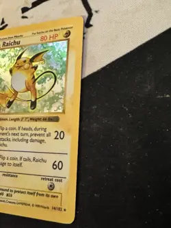 Pokemon TCG Base Set Raichu Holo Card 14/102 Unlimited Holo Rare - Image 3
