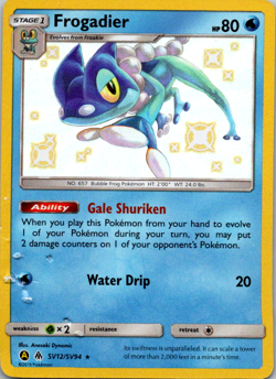 Frogadier - SV12/SV94 - Pokemon Hidden Fates Sun & Moon Shiny Rare Card DMG - Image 1