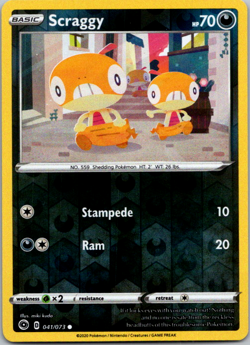 reverse holo Scraggy 041/073 Pokemon card Champion's Path common NM - Image 1