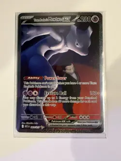 Team Rocket’s Mewtwo ex 281/217 SIR Secret Ascended Heroes Pokemon IN HAND - Image 1