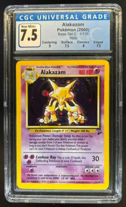 2000 Pokemon Set 2 Alakazam Holo #1/130 CGC 7.5 - Image 1