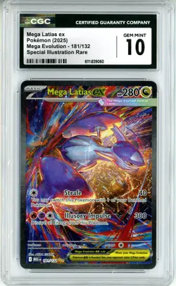 CGC GEM MINT 10 Pokemon TCG Mega Latias ex 181/132 Me01: Mega Evolution Holo - Image 1