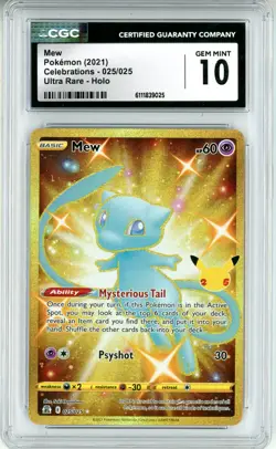 CGC GEM MINT 10 Pokemon TCG Mew (Secret) 025/025 Celebrations Holo Ultra Rare - Image 1
