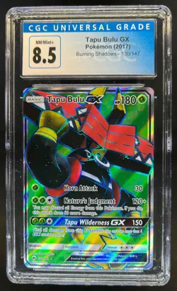 2017 Pokemon Sun & Moon Burning Shadows Tapu Bulu GX #130/147 CGC 8.5 - Image 1