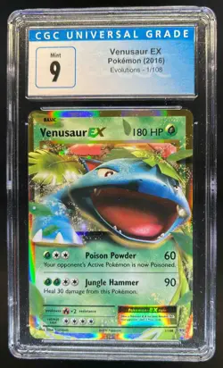 2016 Pokemon XY Evolutions Venusaur Holo #1/108 CGC 9 - Image 1