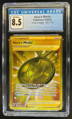 2020 Pokemon SWSH Vivid Voltage Hero's Medal #201/185 CGC 8.5 - Image 1