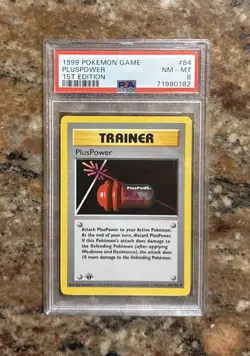 Pluspower 1st Edition Shadowless Base Set 84/102 Pokemon PSA 8 - Image 1