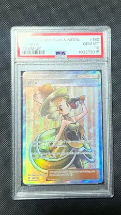 Pokemon Nita Trainer Rare Holo Card 180/181 Team Up Full Art PSA 10 - Image 1