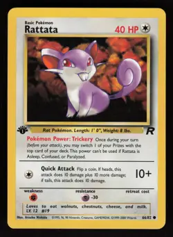 2000 Pokemon TCG 1st Edition Team Rocket - RATTATA - Base Common card #66/82 - Image 1