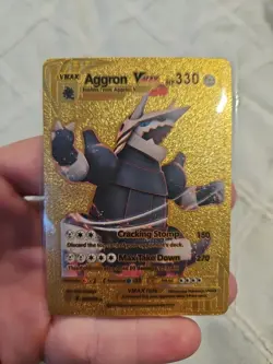 Aggron Vmax Gold Foil Fan Art Vinyl Textured Collector Pokemon Card - Image 1