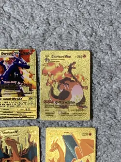 Set of 15 Charizard V, VMax, GX &More Gold Foil Fan Art Cards - Image 4