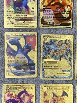 Set of 15 Charizard V, VMax, GX &More Gold Foil Fan Art Cards - Image 5