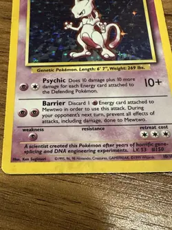 1999 Pokemon TCG Mewtwo Base Set Holo Unlimited Rare Card - Image 4