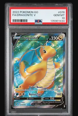 Gem MT Pokemon Go 2022 FA Dragonite v #076 PSA 10! - Image 1