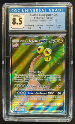 2017 Pokemon Sun & Moon Crimson Invasion Alolan Exeggutor #107/111 CGC 8.5 - Image 1