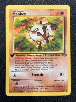 MANKEY 1999 POKEMON BASE JUNGLE 1ST EDITION COMMON 55/64 - Image 1