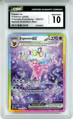 CGC GEM MINT 10 Pokemon TCG Espeon ex 155/131 Sv: Prismatic Evolutions Holo SIR - Image 1