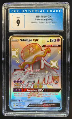 2019 Pokemon SM Hidden Fates Nihilego GX Shiny Vault Rare #SV62/SV94 CGC 9 - Image 1