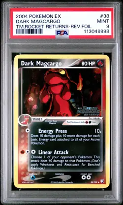 POKEMON EX TEAM ROCKET RETURNS DARK MAGCARGO #38 REVERSE PSA 9 MINT #113049998 - Image 1