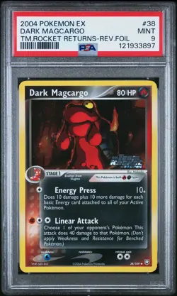 2004 POKEMON EX TEAM ROCKET RETURNS #38 DARK MAGCARGO-REVERSE FOIL PSA 9 - Image 1