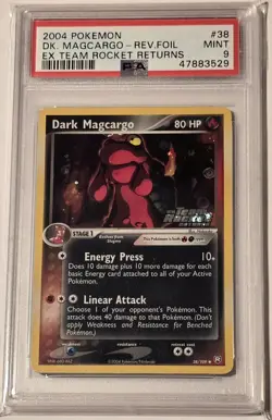 2004 Pokemon Ex Team Rocket Returns Dark Magcargo Reverse Holo #38 PSA 9 - Image 1