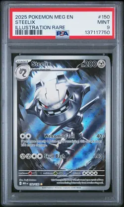 2025 POKEMON MEG EN-MEGA EVOLUTION ILLUSTRATION RARE #150 STEELIX PSA 9 - Image 1