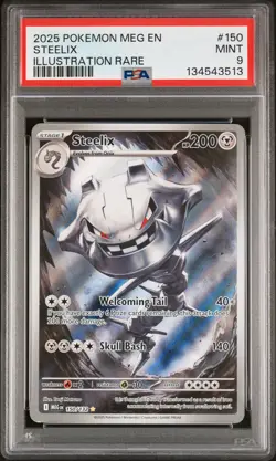 2025 POKEMON MEG EN-MEGA EVOLUTION ILLUSTRATION RARE #150 STEELIX PSA 9 - Image 1